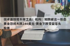 技术面惊现不祥之兆！机构：如跌破这一形态黄金恐将大跌240美元-黄金下跌受益龙头股票