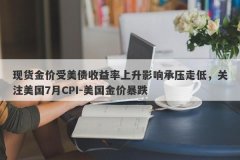 现货金价受美债收益率上升影响承压走低，关注美国7月CPI-美国金价暴跌