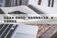 巨富金业-金银评论：降息预期变化无常，金价继续震荡